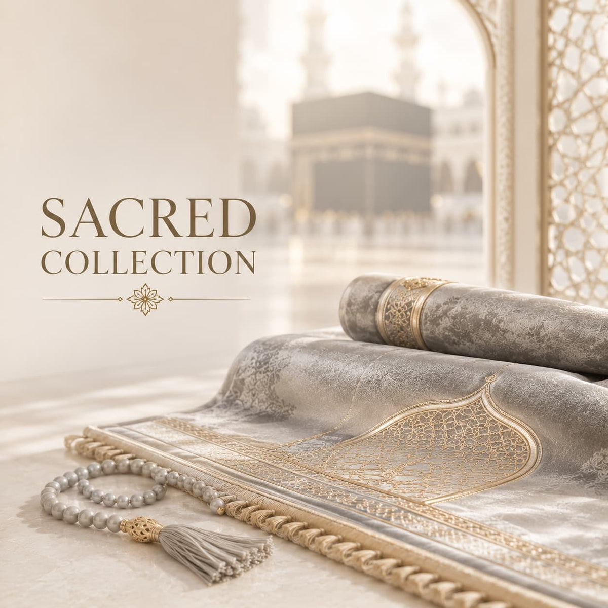 OUDAIN FRAGRANCE Sacred Collection featuring Islamic-inspired textiles and serene Kaaba architecture