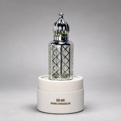 White Musk Arabian Attar Bottle in Premium Display Base | Oudain Fragrance