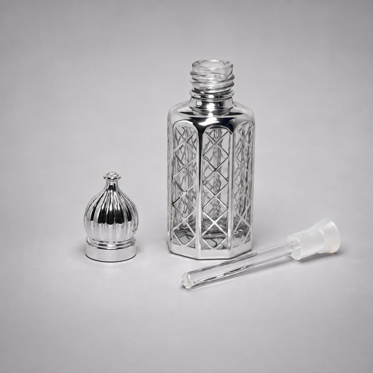Hijr-e-Aswad Premium Attar Bottle with Cap and Glass Applicator | Oudain Fragrance